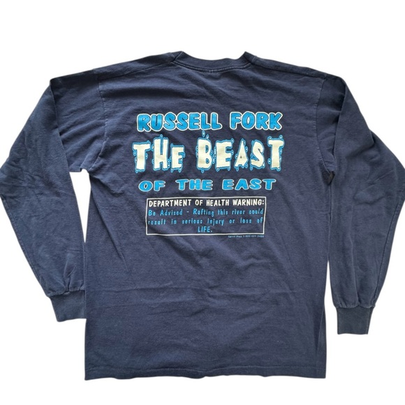 Vintage Fruit Of The Loom Shirt XL The Beast Rafting Single Stitch Long Sleeve - Picture 1 of 6